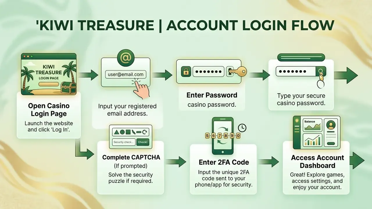 kiwi treasure login step-by-step flow